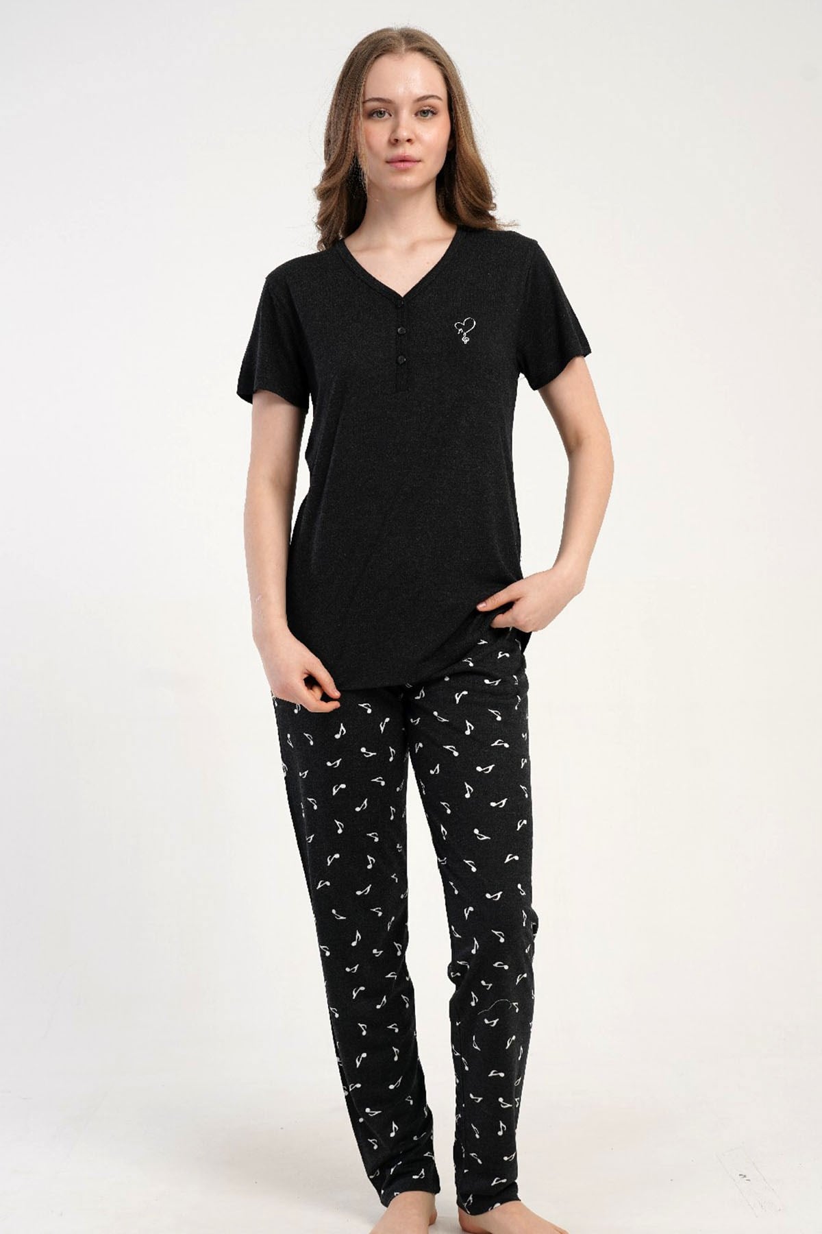 Kezokino 5122892755 Kadın Kısa Kol Patlı Pijama Takımı