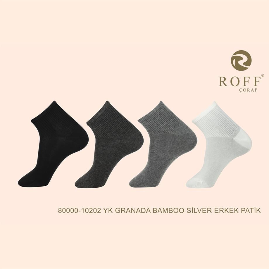 Roff 10202 Erkek Y.K.Granada Silver Micro Bambu Patik Çorap