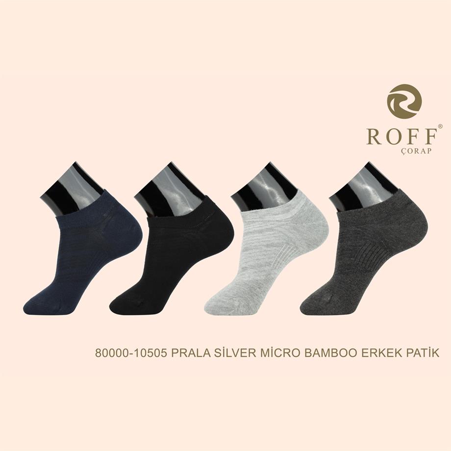Roff 10505 Erkek Prala Silver Bambu Patik Çorap