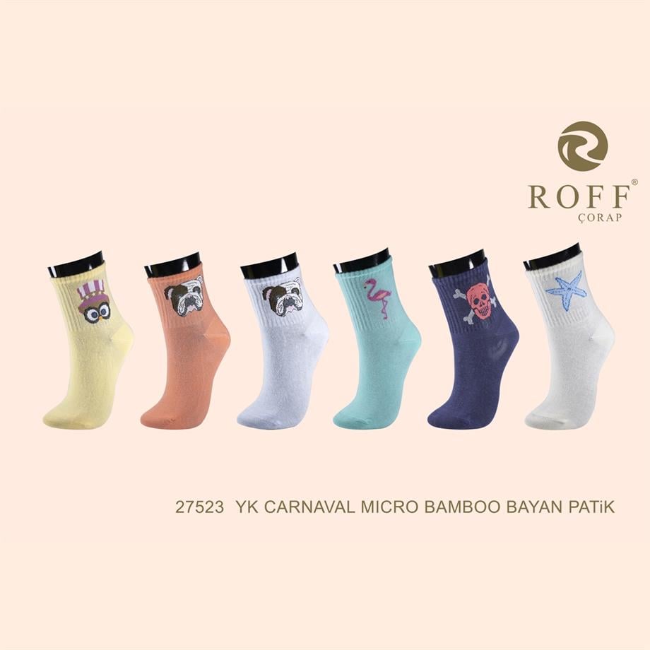 Roff 27523 Kadın Y.K.Karnaval Micro Bambu Patik Çorap