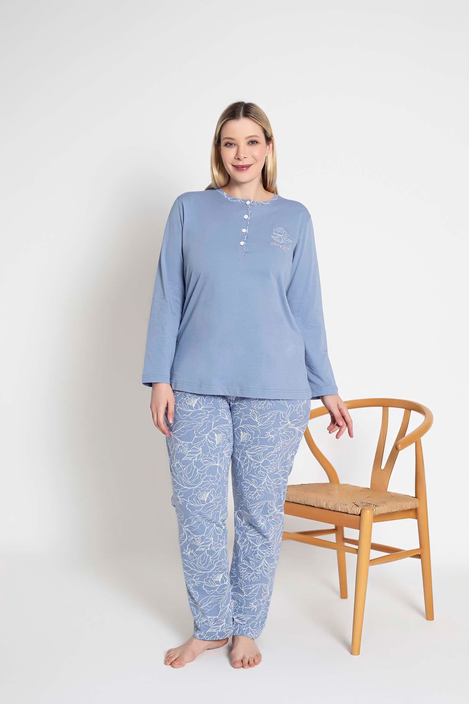 Senfoni 6068 Kadın Uzun Kollu Battal Pijama Takımı