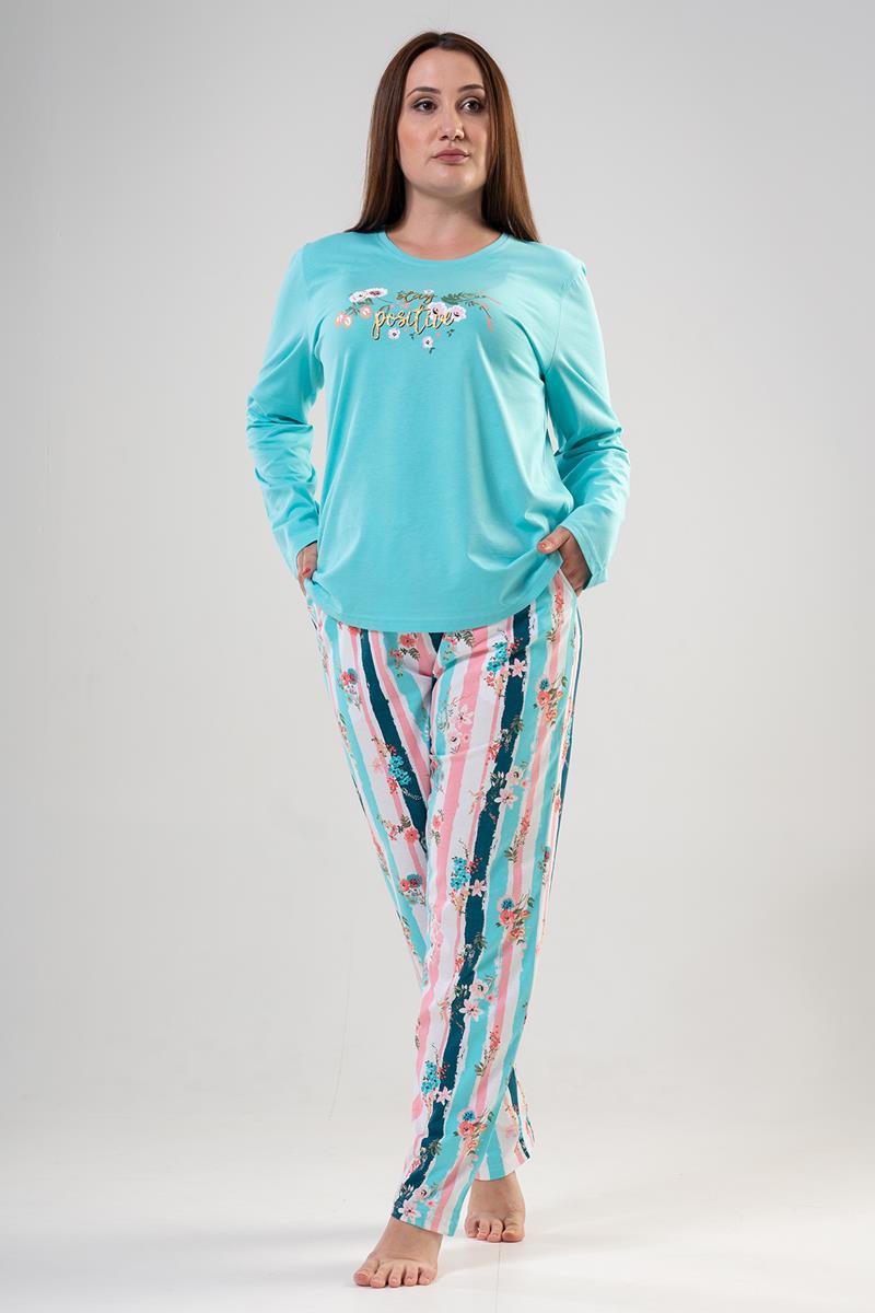 Vienetta 2031770157 Kadın Büyük Beden Uzun Kollu Pijama Takımı