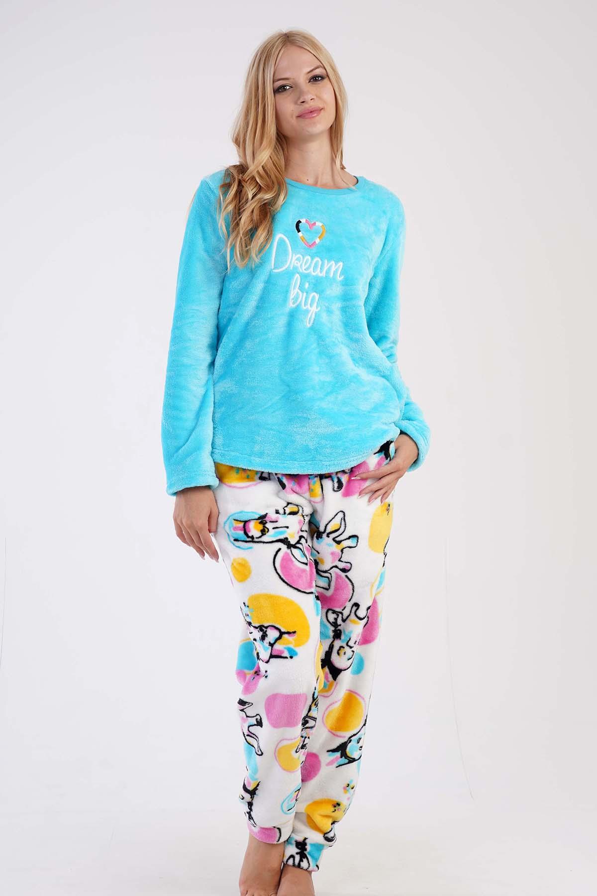 Vienetta 3030850298-B Kadın Uzun Kollu Welsoft Pijama Takımı