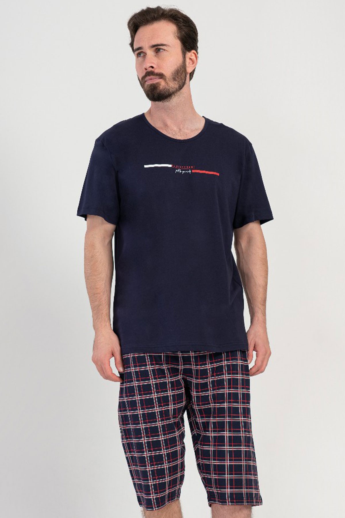 Vienetta 4081340238 Erkek B.B.Kısa Kol Kaprili Pijama Takımı