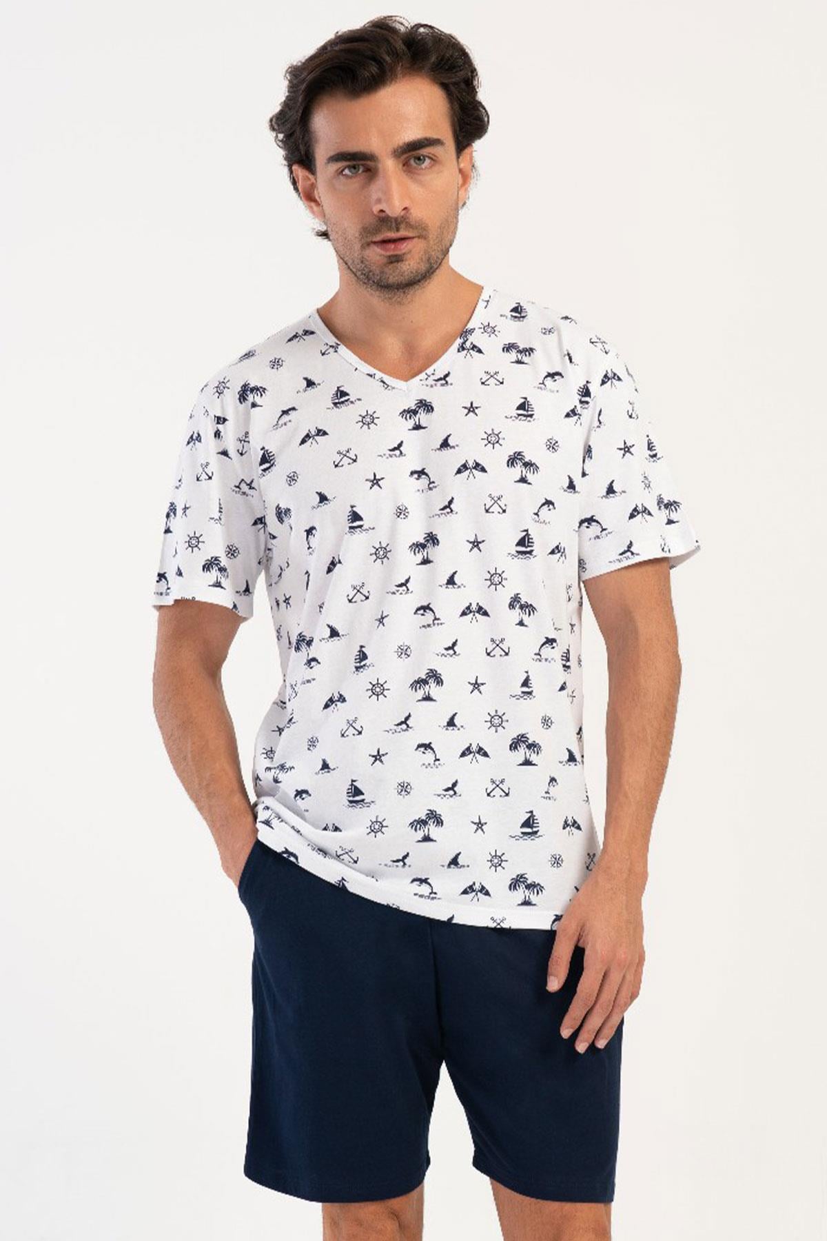 Vienetta 4081701348 Erkek Kısa Kollu Şortlu B.B. Pijama Takımı