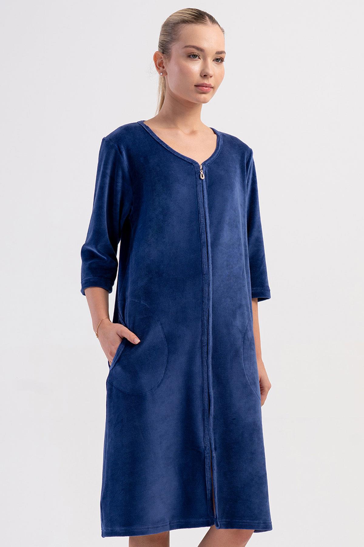 Vienetta 5070170000 Kadın 3/4 Kol Kadife Ev Elbisesi