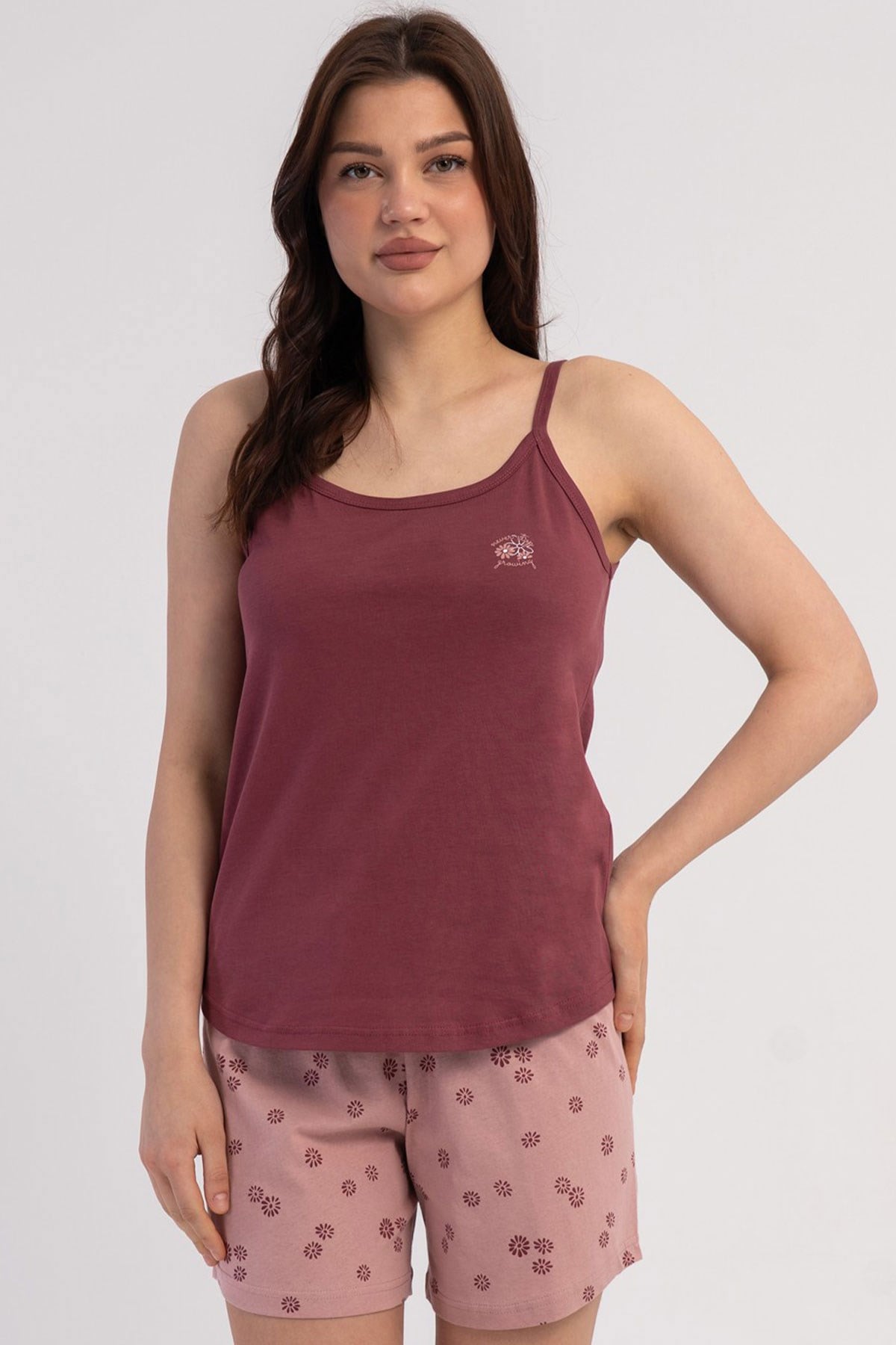 Vienetta 6020311799 Kadın İp Askılı Şortlu Pijama Takımı