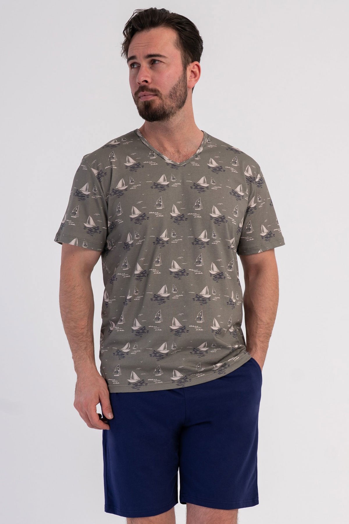 Vienetta Erkek Kısa Kol Şortlu Pijama Takımı