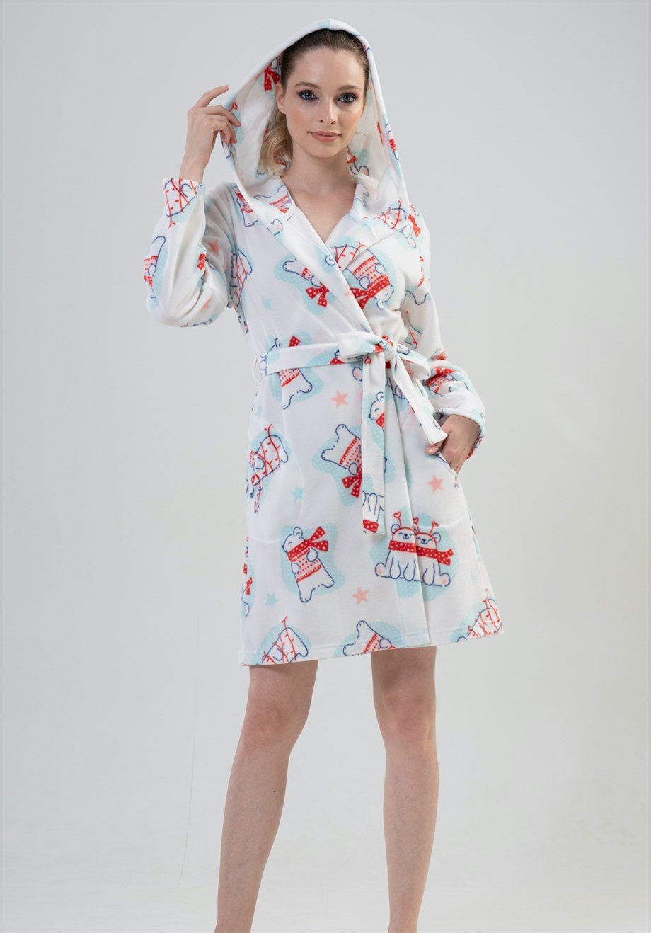 Vienetta Kadın Beyaz Polar Sabahlık 2030380183