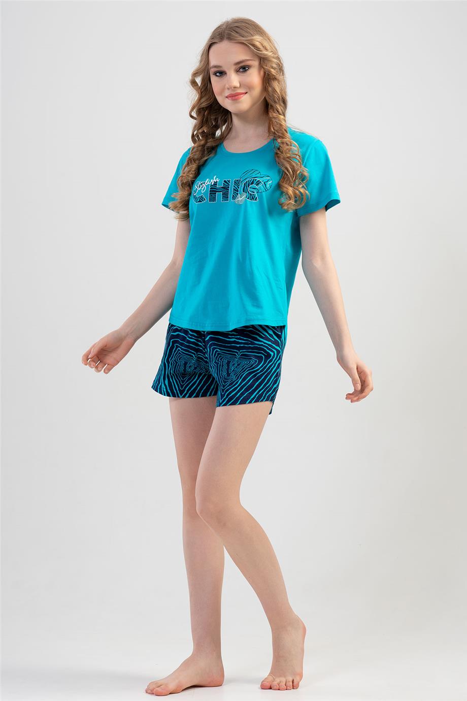 Vienetta Kadın Kısa Kollu Şortlu Pijama Takımı