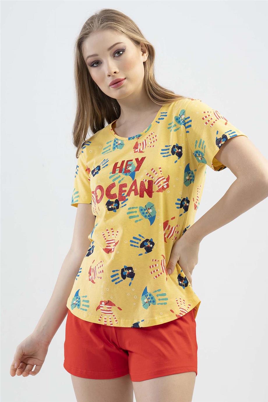 Vienetta Kadın Kısa Kollu Şortlu Pijama Takımı