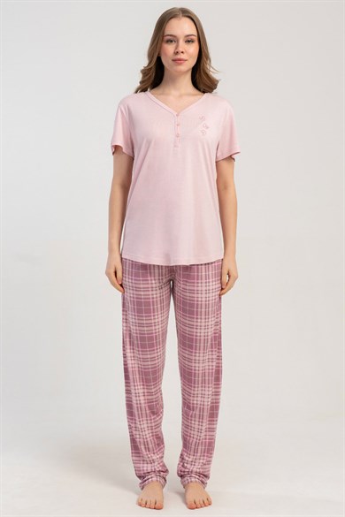 Kezokino 5121981276 Kadın Kısa Kol Patlı Pijama Takımı
