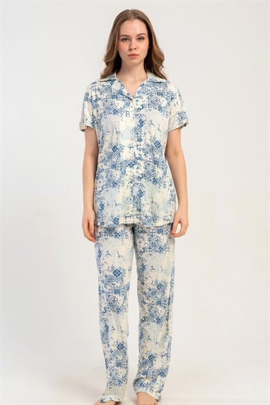 Kezokino Kadın Kısa Kol Önd.Düğ. Pijama Takımı