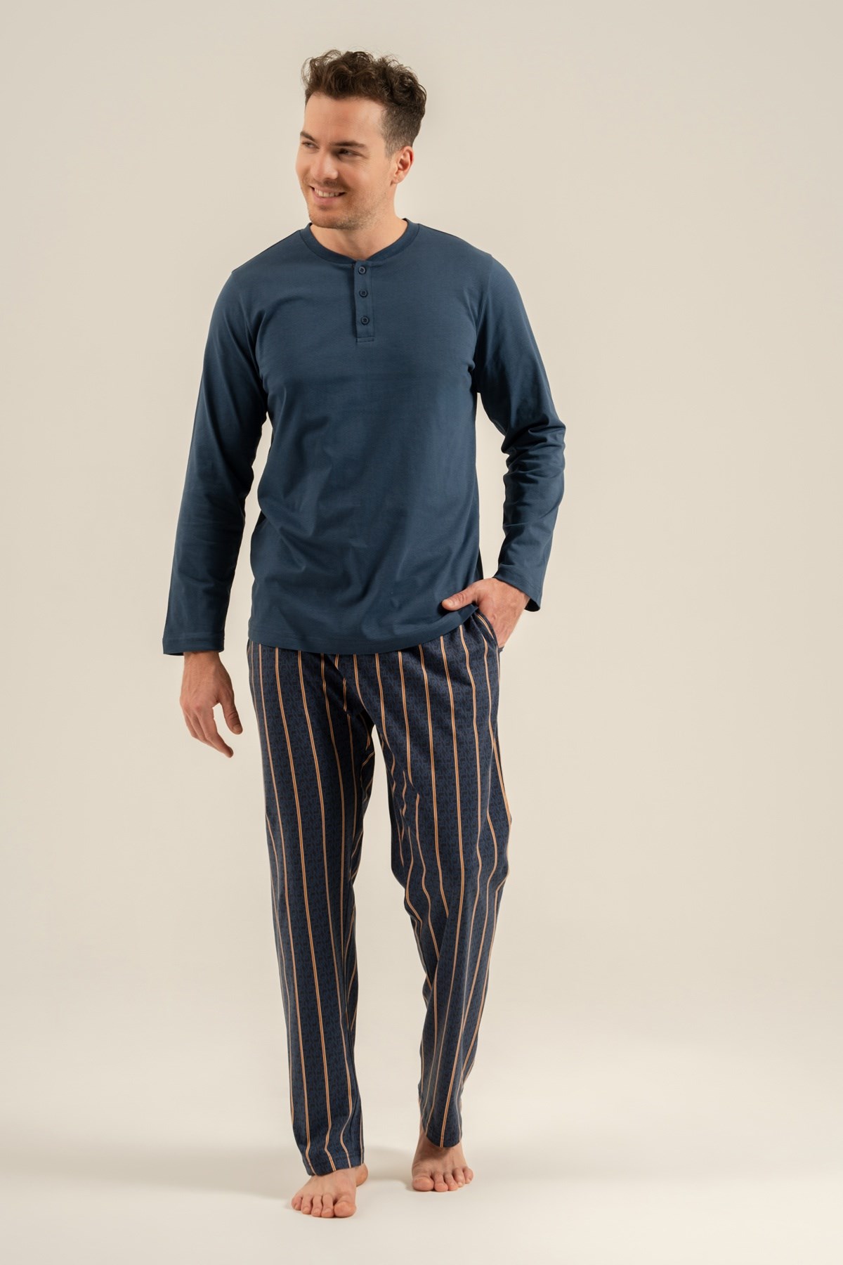 Arnetta AR3854-S Erkek Patlı Uzun Kol Pijama Takımı