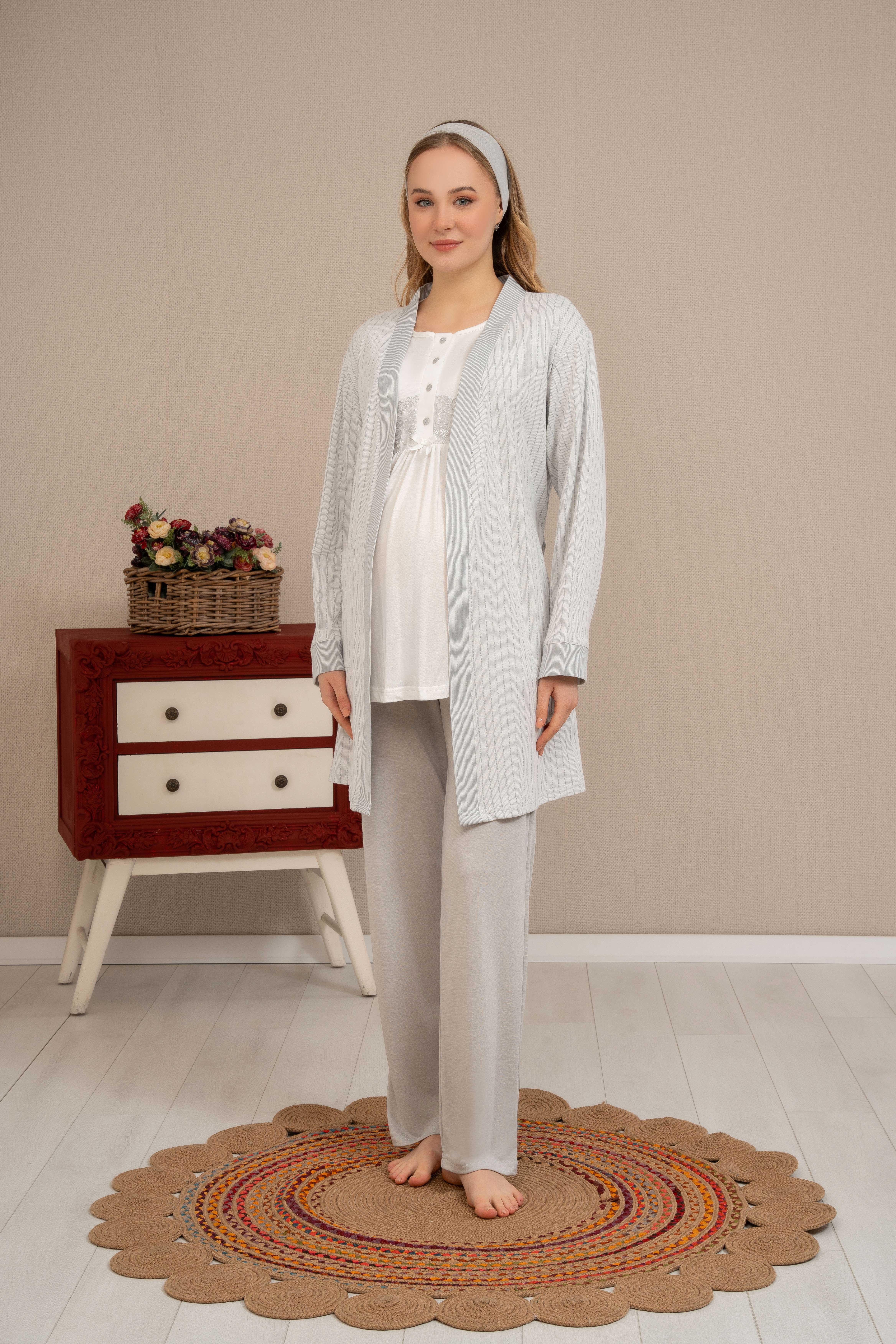 Baha 4505 Lohusa 3'lü Pijama Takım