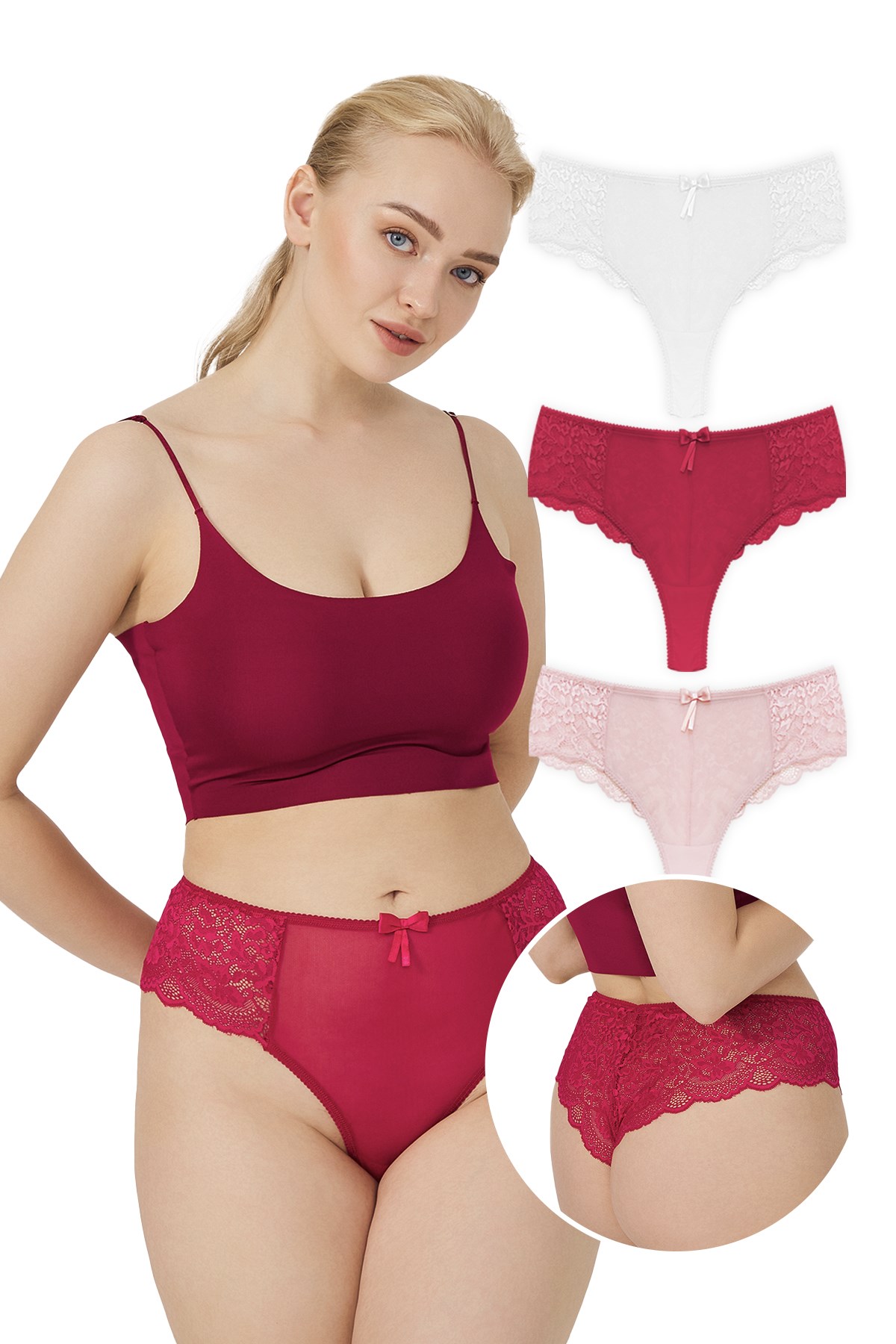 Cottonhıll 6005 Kadın Dantelli Brezilyan Külot