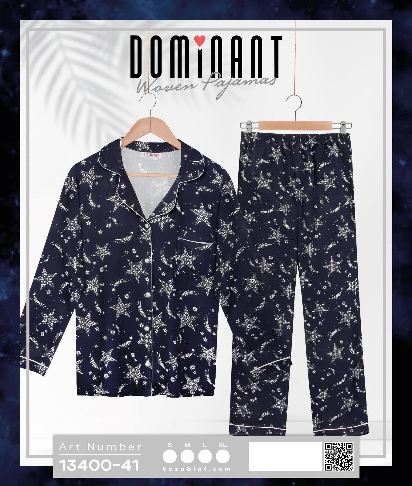 Dominant 13400-41 Kadın Önden Düğmeli Poplin Uzun Kollu Pijama Takımı