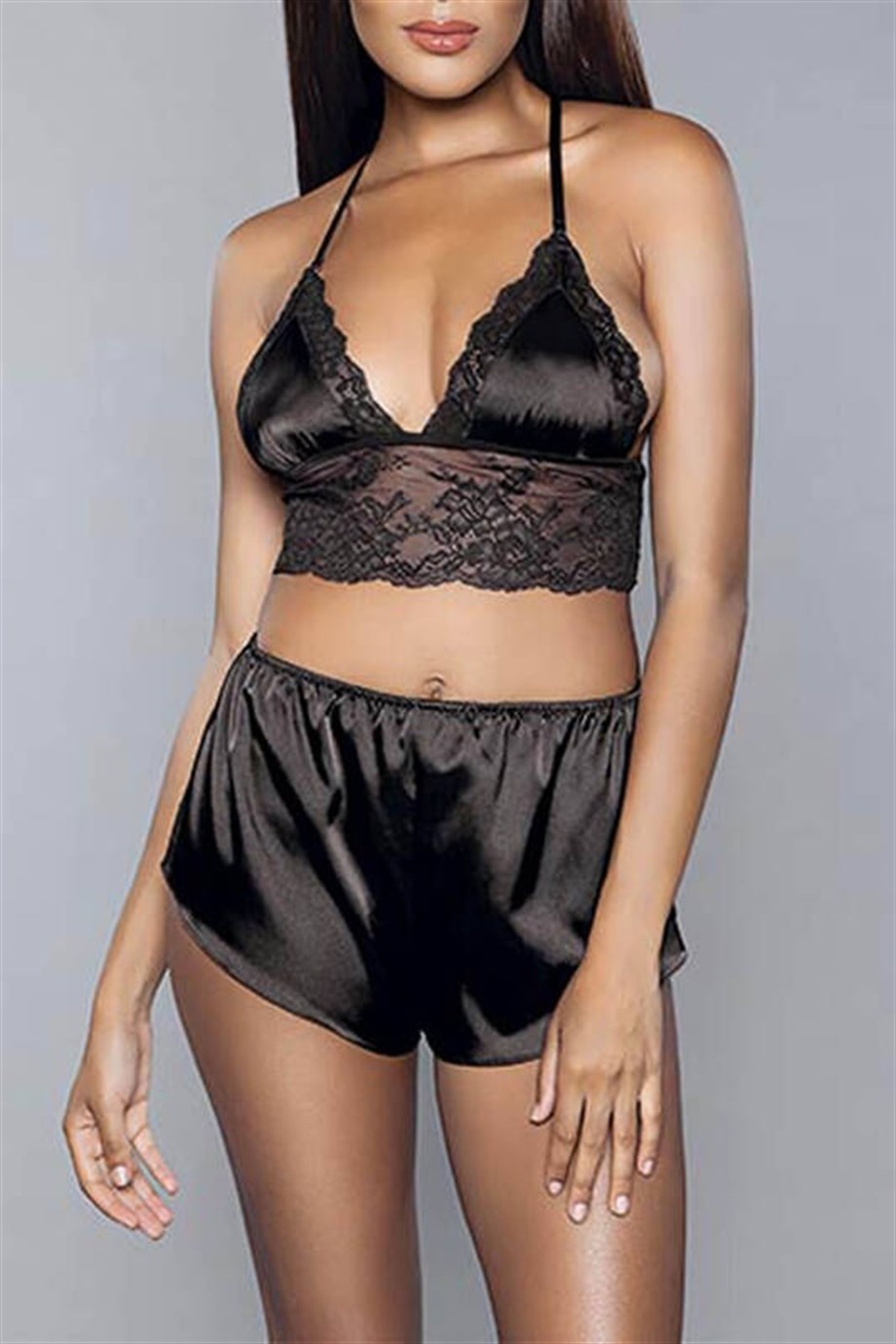 For Dreams 8308 Saten Bralet Sütyen Şort Takım