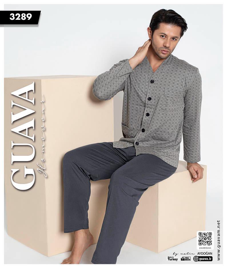 Guava 3289 Erkek Uzun Kollu Önden Düğmeli Pijama Takımı