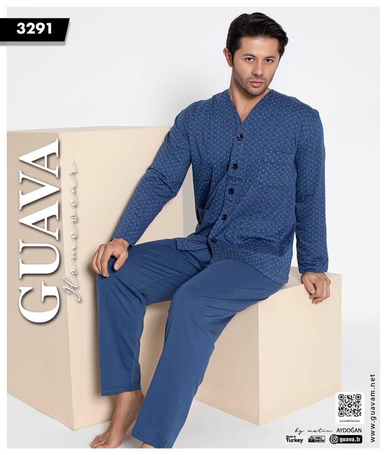 Guava 3291 Erkek Uzun Kollu Önden Düğmeli Pijama Takımı