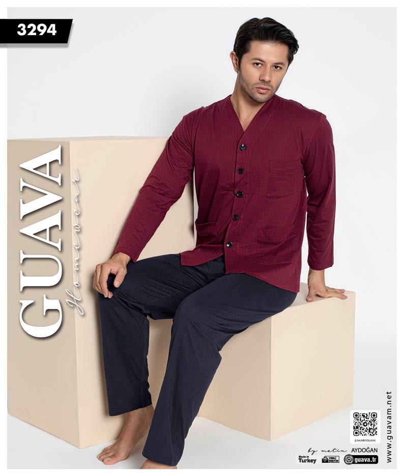 Guava 3294 Erkek Uzun Kollu Önden Düğmeli Pijama Takımı