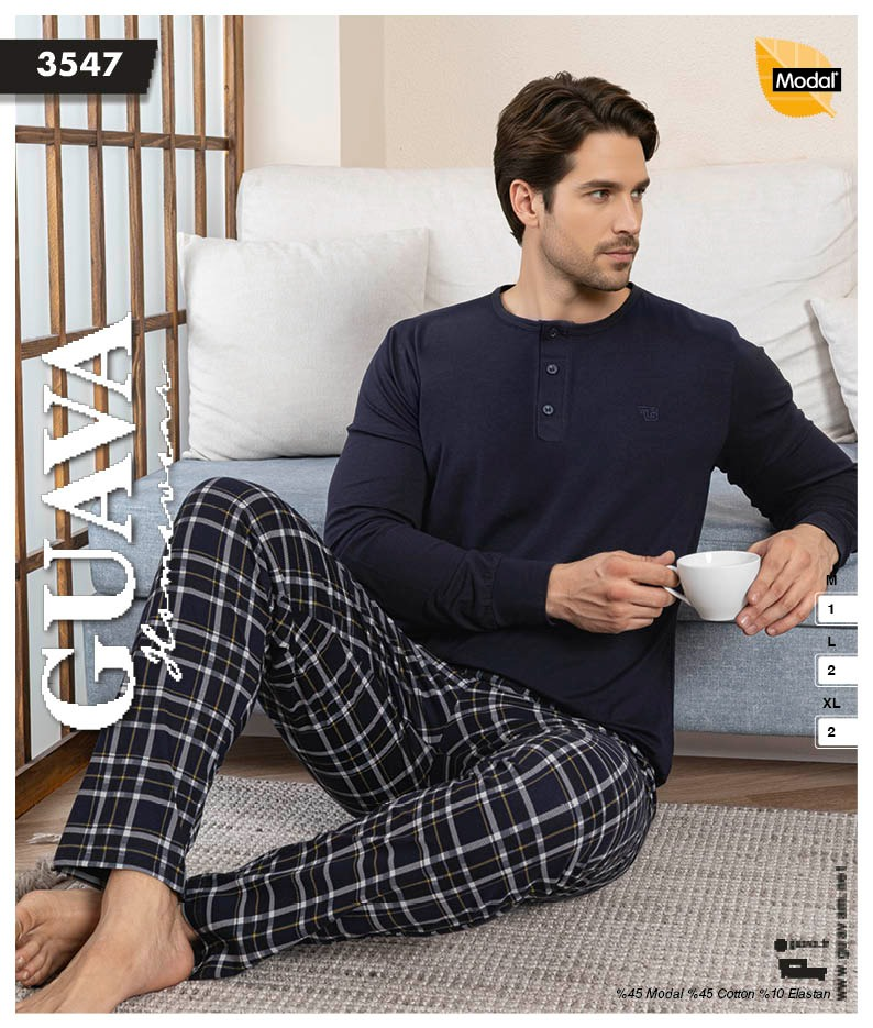 Guava 3547 Erkek Uzun Kollu Pijama Takımı