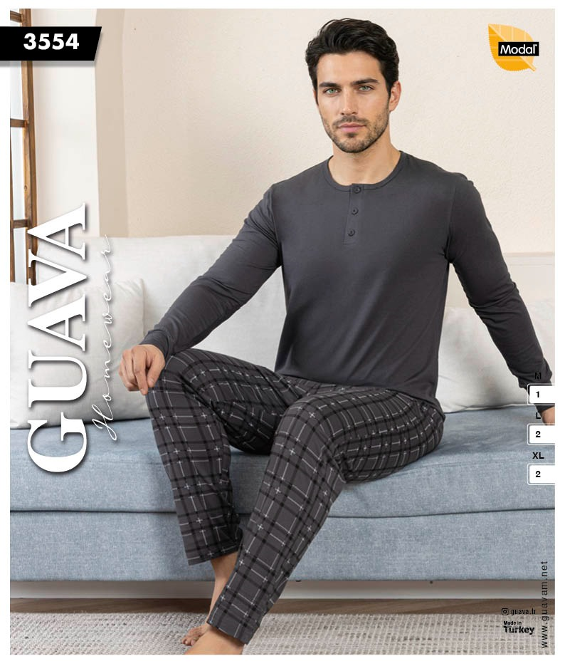 Guava 3554 Erkek Uzun Kollu Pijama Takımı