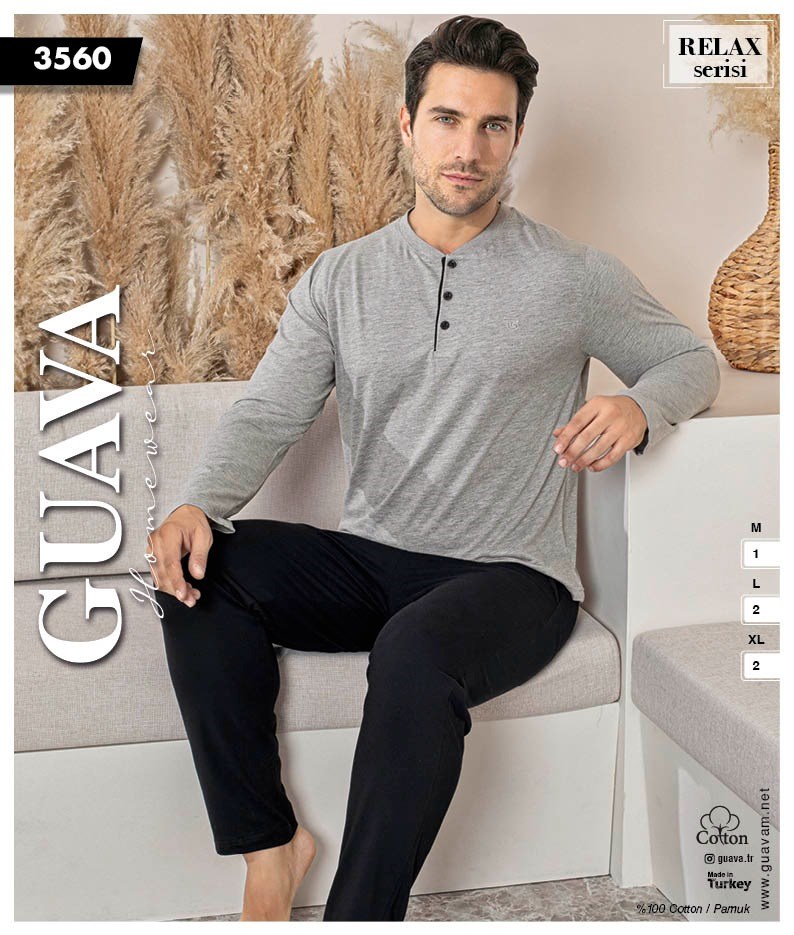 Guava 3560 Erkek Uzun Kollu Pijama Takımı