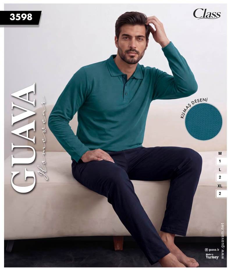 Guava 3598 Erkek Class Yakalı Uzun Kol Pijama Takımı
