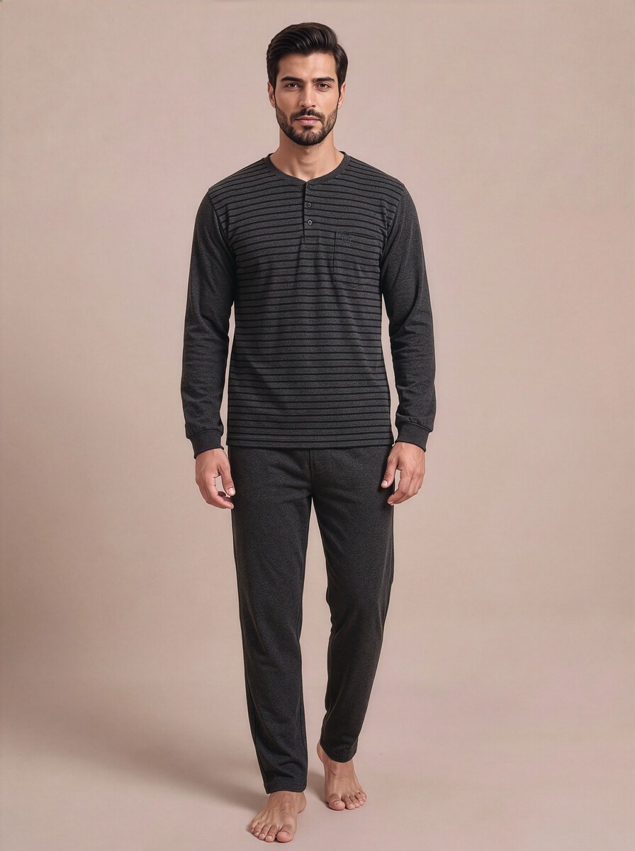 Guava 3632 Erkek Selanik Patlı Uzun Kol Pijama Takımı