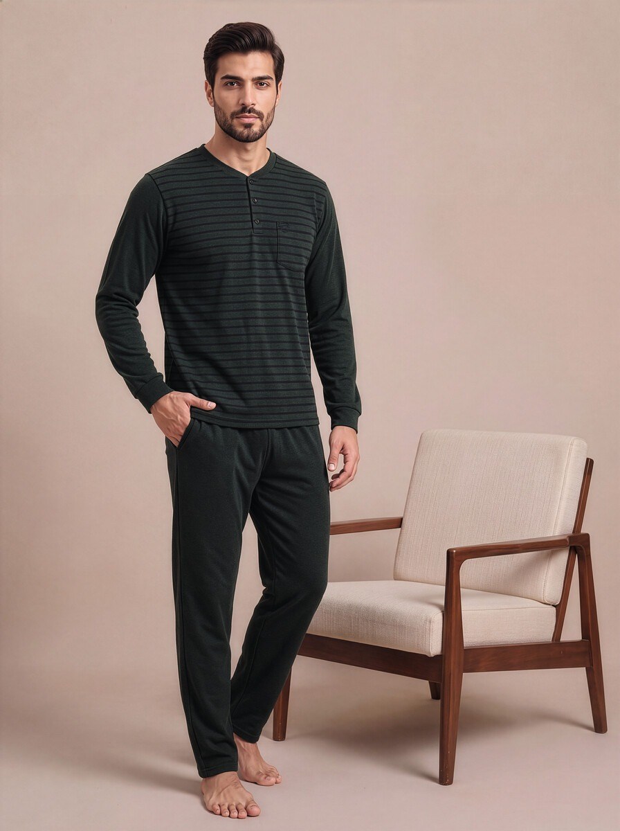 Guava 3634 Erkek Selanik Patlı Uzun Kol Pijama Takımı