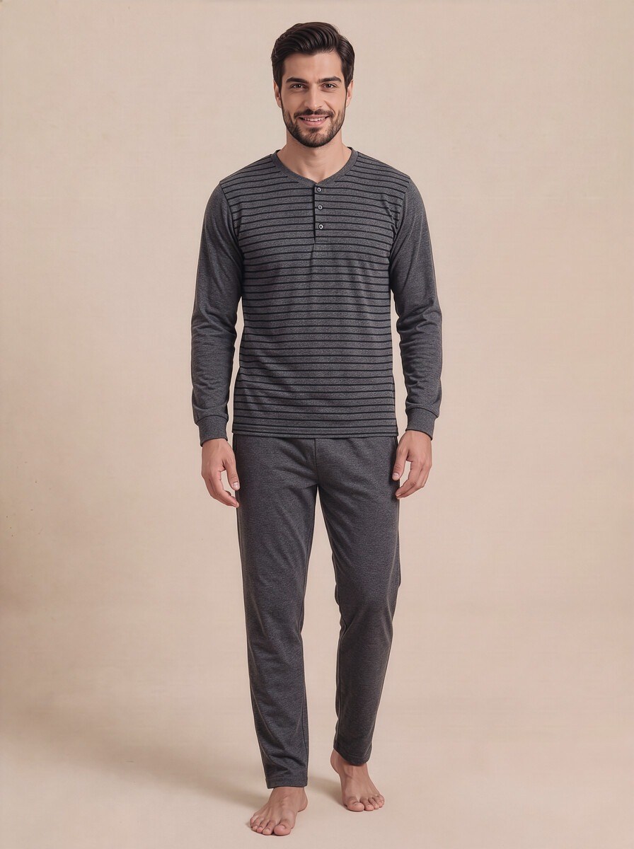 Guava 3636 Erkek Selanik Patlı Uzun Kol Pijama Takımı