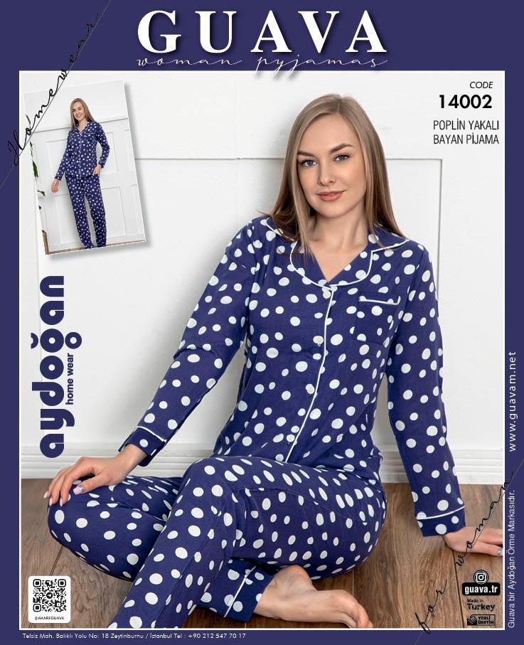 Guava 4002 Kadın Önden Düğmeli Uzun Kollu Anne Pijama Takımı