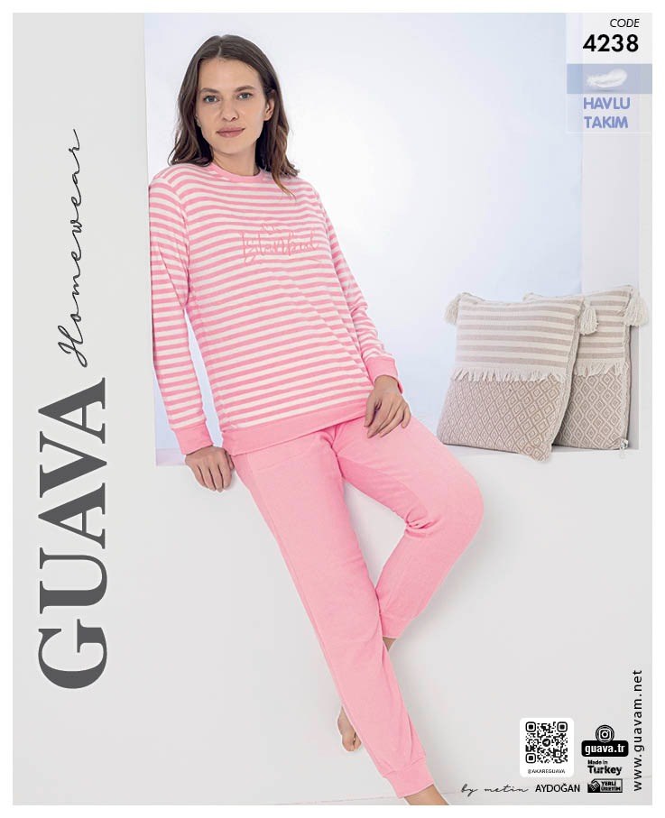 Guava 4238 Kadın Havlu Uzun Kol Pijama Takımı