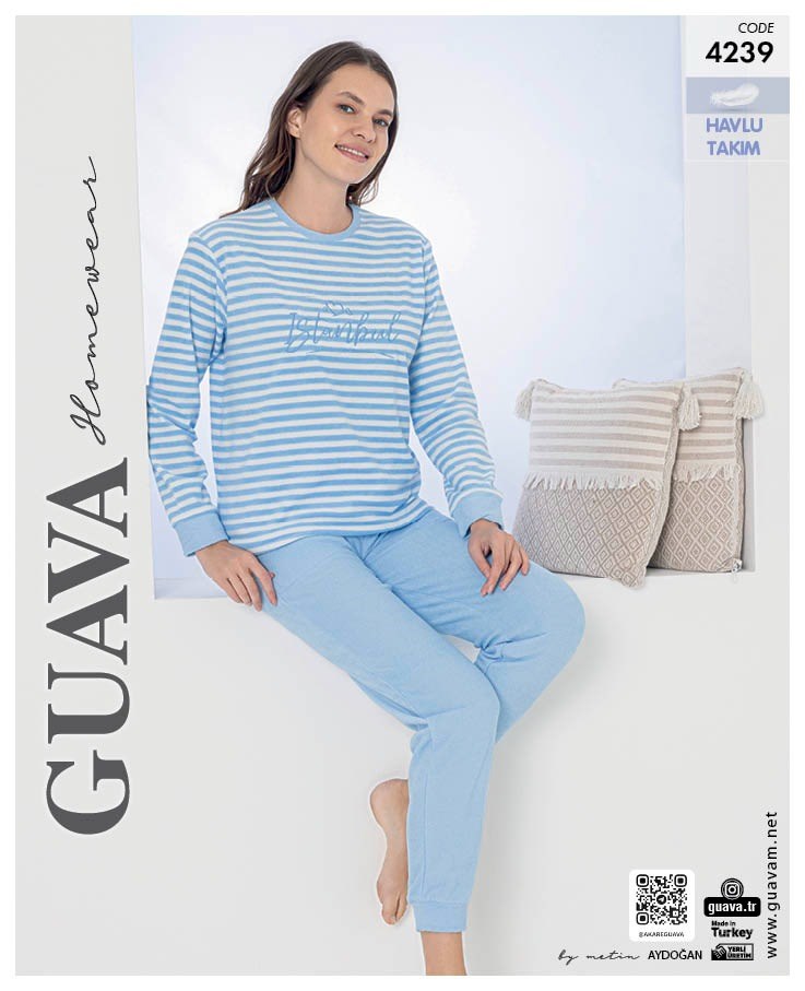 Guava 4239 Kadın Havlu Uzun Kol Pijama Takımı