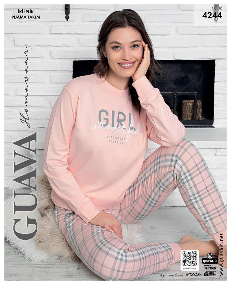 Guava 4244 Kadın 2 İplik Uzun Kollu Pijama Takımı