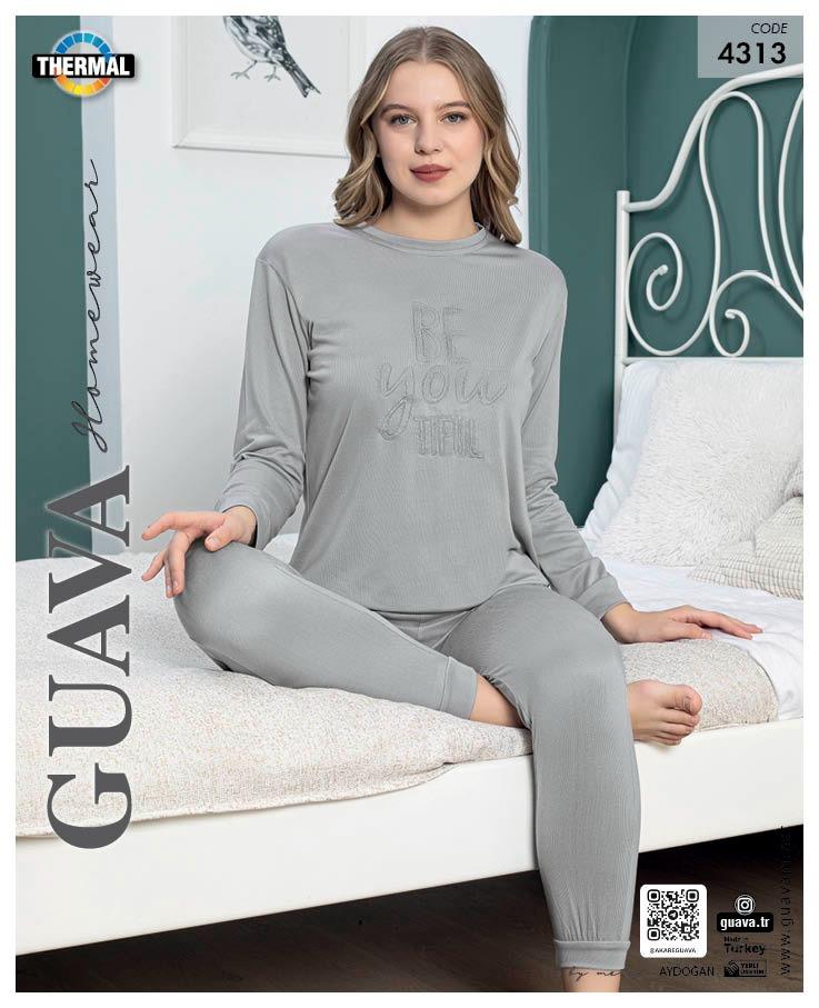 Guava 4313 Kadın Termal Uzun Kollu Pijama Takımı