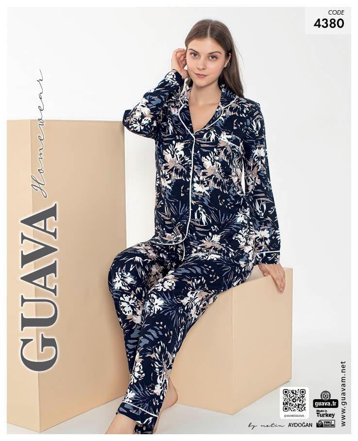 Guava 4380 Kadın Önden Düğmeli Uzun Kollu Pijama Takımı