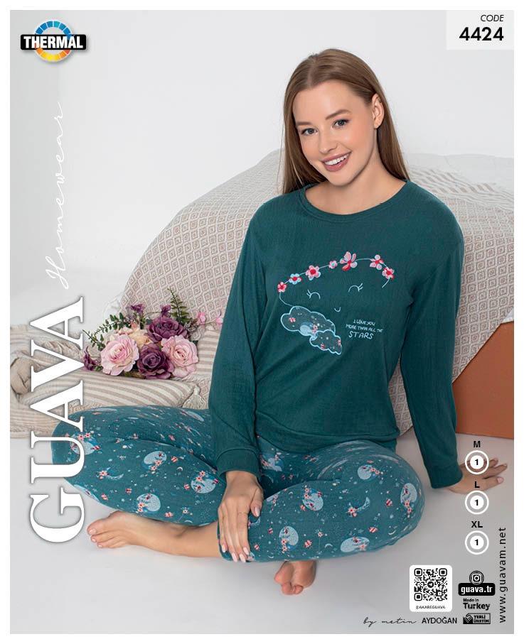 Guava 4424 Kadın Termal Uzun Kollu Pijama Takımı