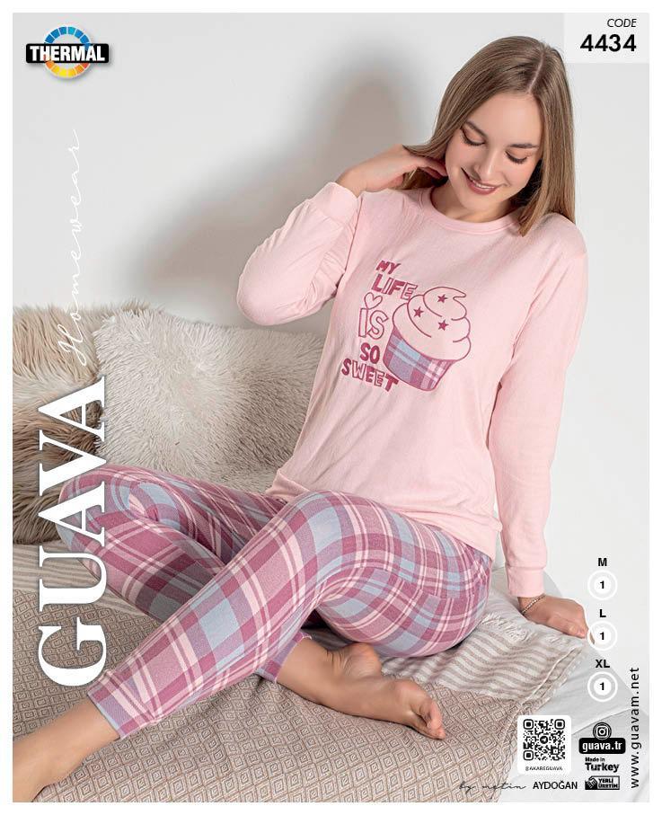 Guava 4434 Kadın Termal Uzun Kollu Pijama Takımı