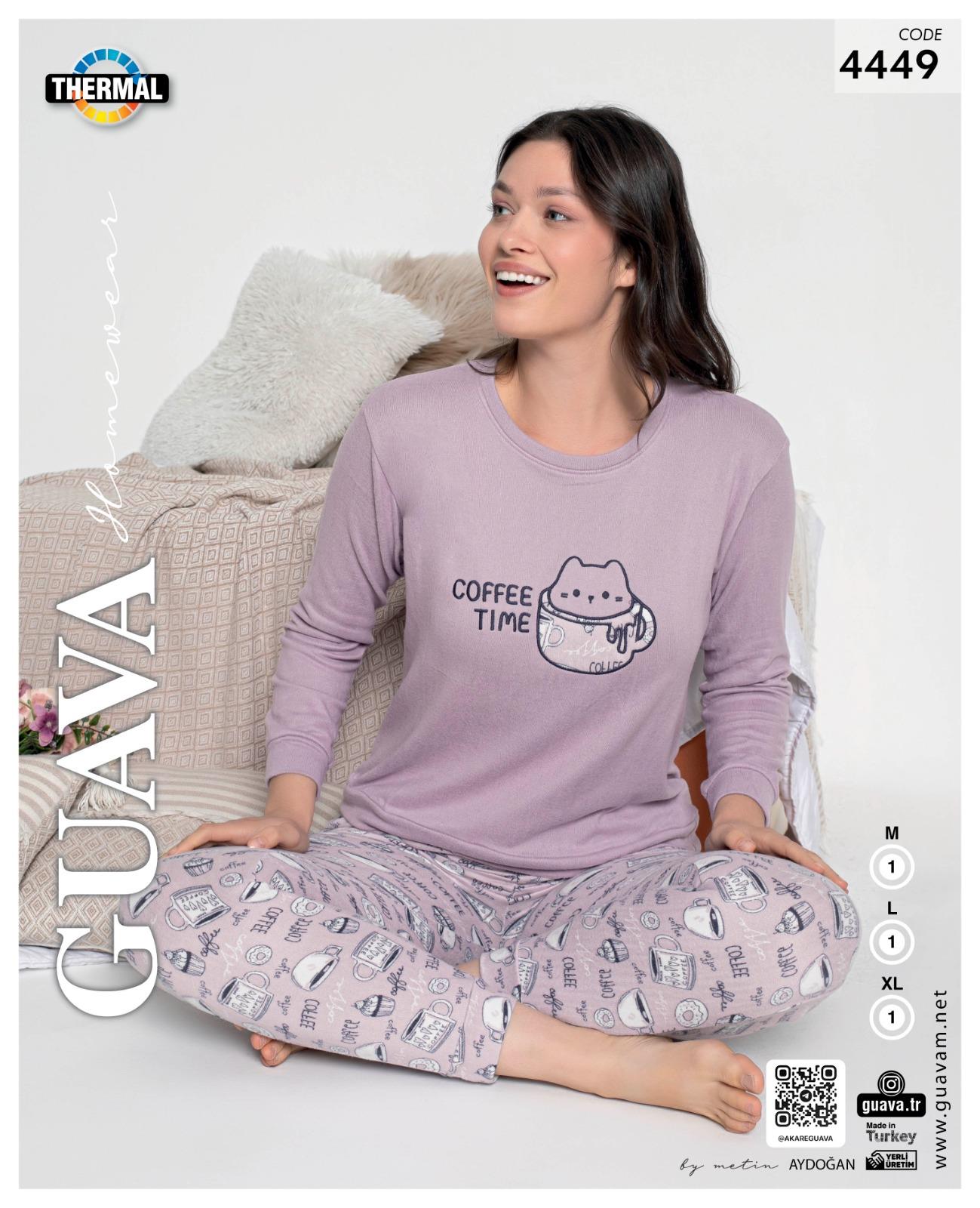 Guava 4449 Kadın Termal Uzun Kollu Pijama Takımı