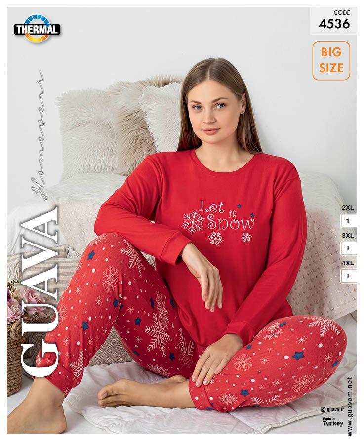 Guava 4536 Kadın B.B. Termal Uzun Kollu Pijama Takımı