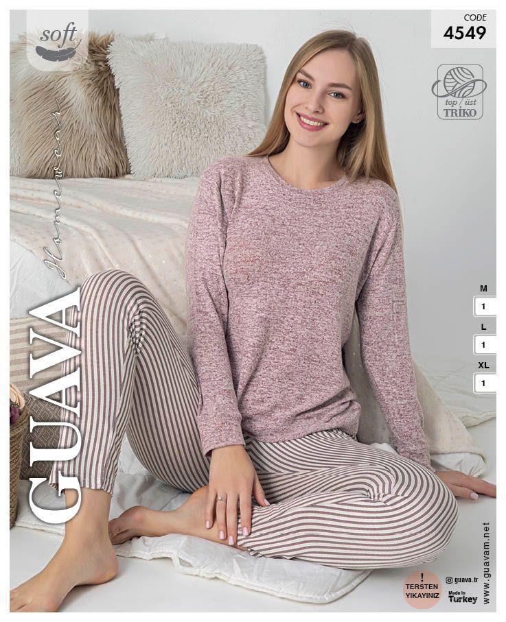 Guava 4549 Kadın Uzun Kollu Triko Pijama Takımı