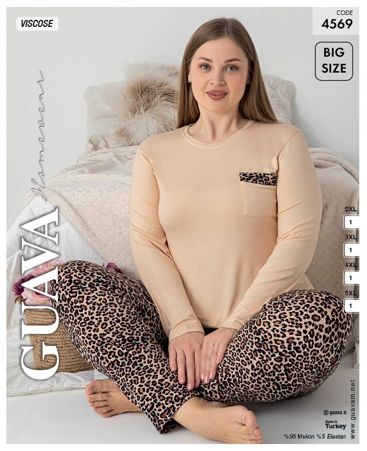 Guava 4569 Kadın Viskon Uzun Kol B.B. Pijama Takımı