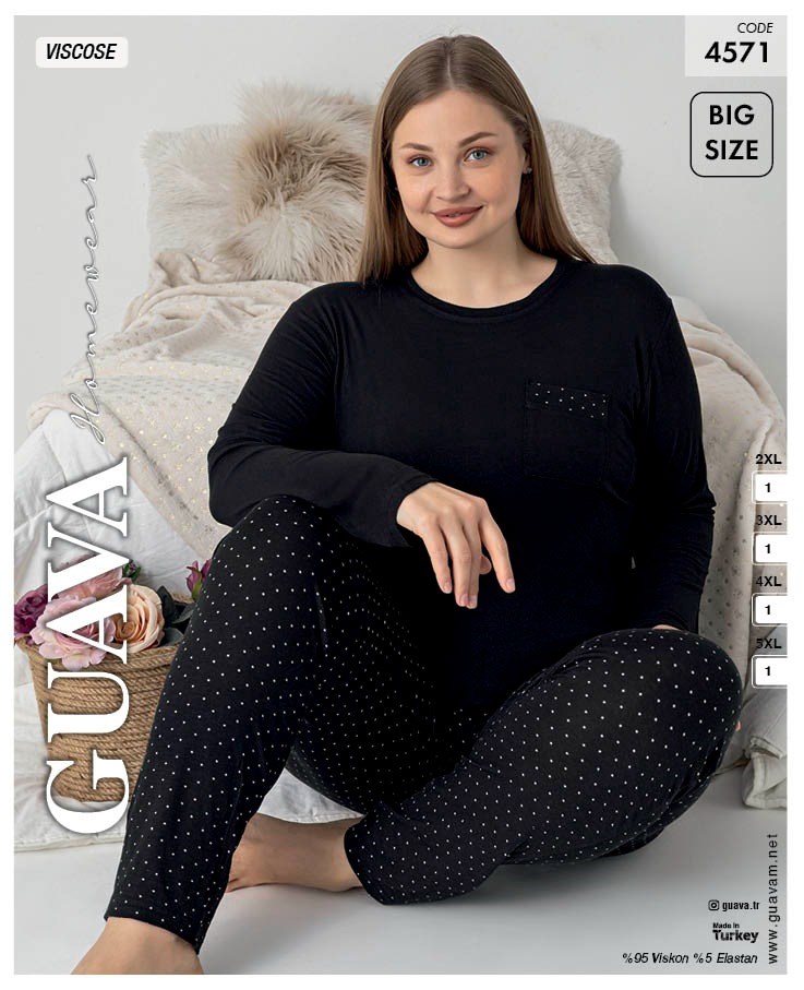Guava 4571 Kadın Viskon Uzun Kol B.B. Pijama Takımı