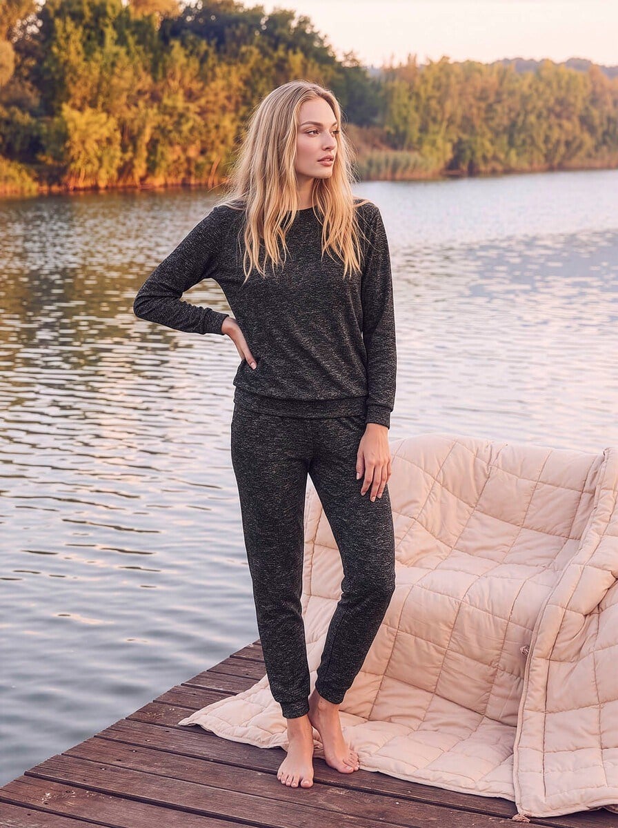 Guava 4588 Kadın Soft Triko Uzun Kol Pijama Takımı