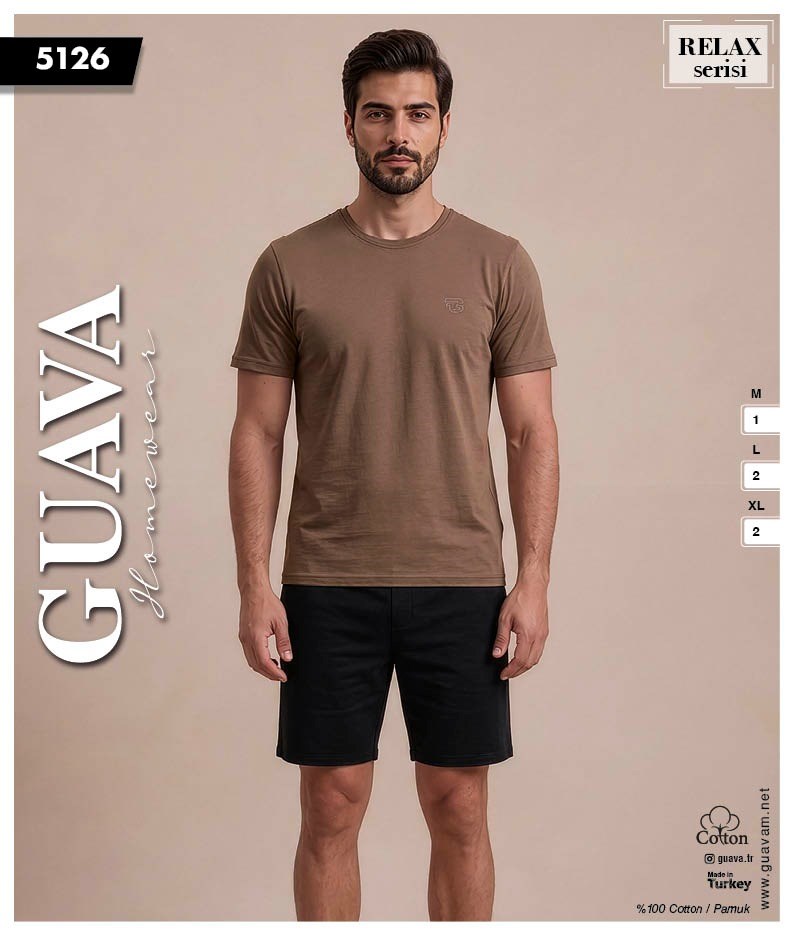 Guava 5126 Erkek Relax Kısa Kol Şortlu Pijama Takımı