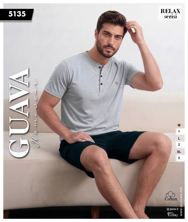 Guava 5135 Erkek Relax Kısa Kol Şortlu Pijama Takımı