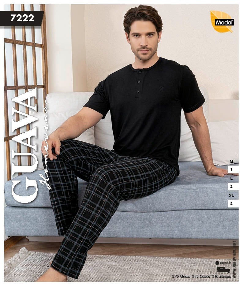 Guava 7222 Erkek Modal Kısa Kol Pijama Takımı