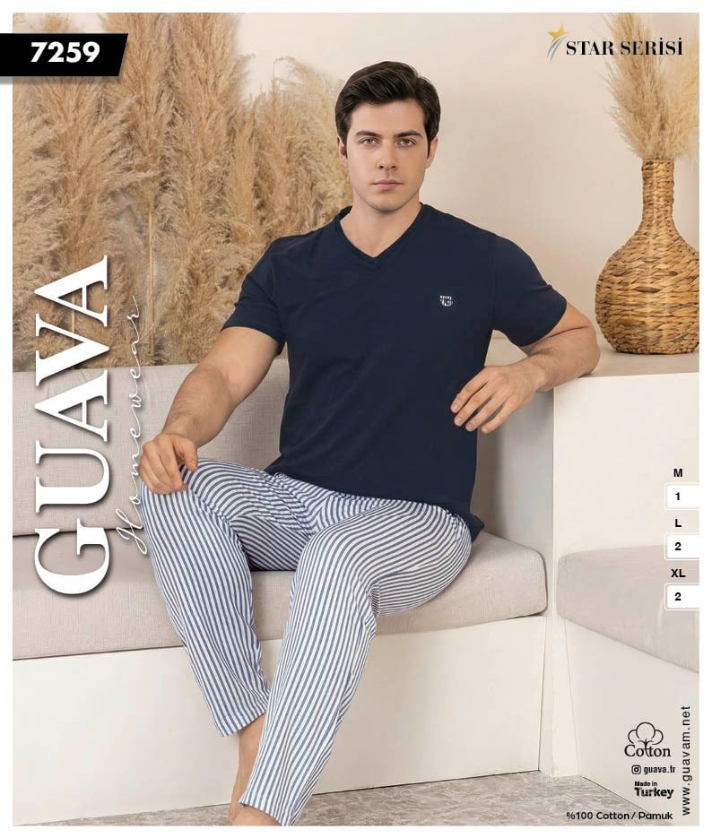 Guava 7259 Star Erkek Kısa Kol Pijama Takımı
